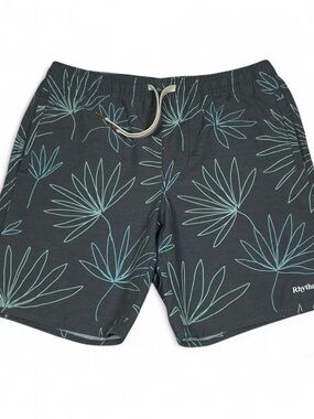 Rhythm Customs Grey Palm Print Swimwear Men’s Size W30 L7 Trunks Board Shorts